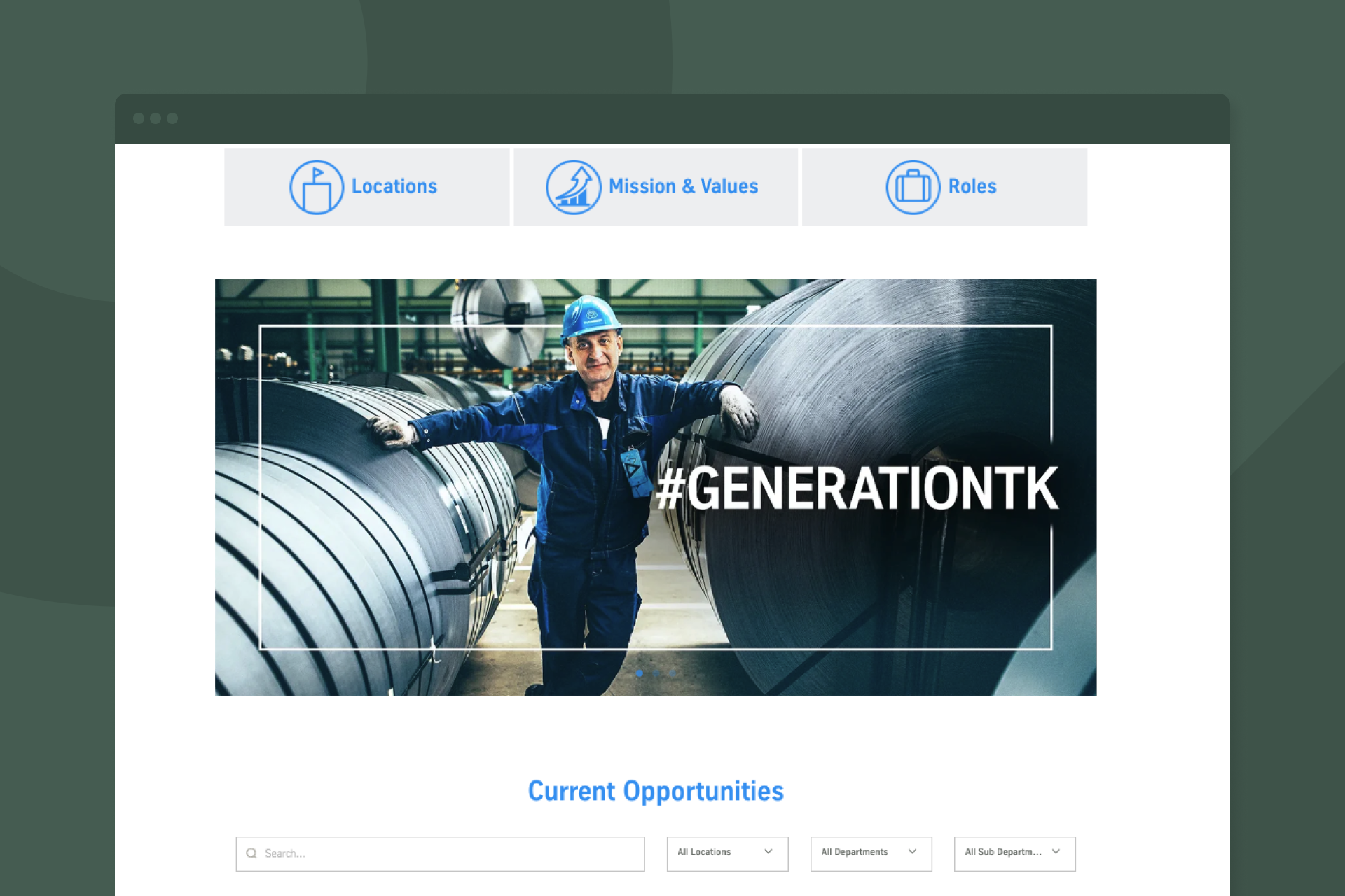 screenshot of thyssenkrupp UK careers site